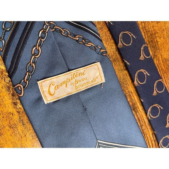 1960s Campilini Beau Brummell Horns Equestrian Bit Bridle Old Money Office Tie - Picture 5 of 9